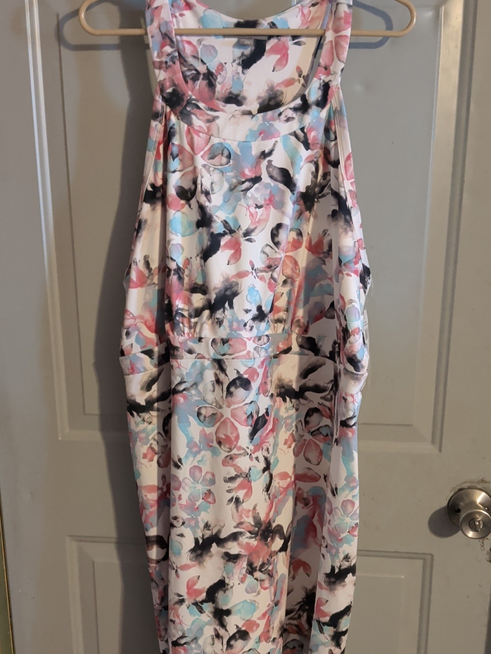 Peach Love California Pastel Watercolor Halter Dress - Pink, Blue, Black